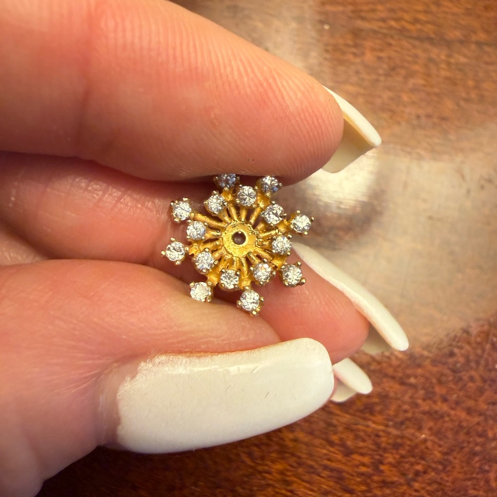 Sterling Silver Gold Plated CZ Earring Jacket 12mm Single Replacement